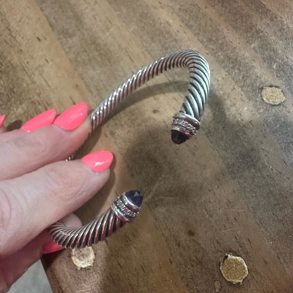 David Yurman Silver Bracelet with Purple Accents